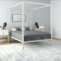 Full size white canopy bed