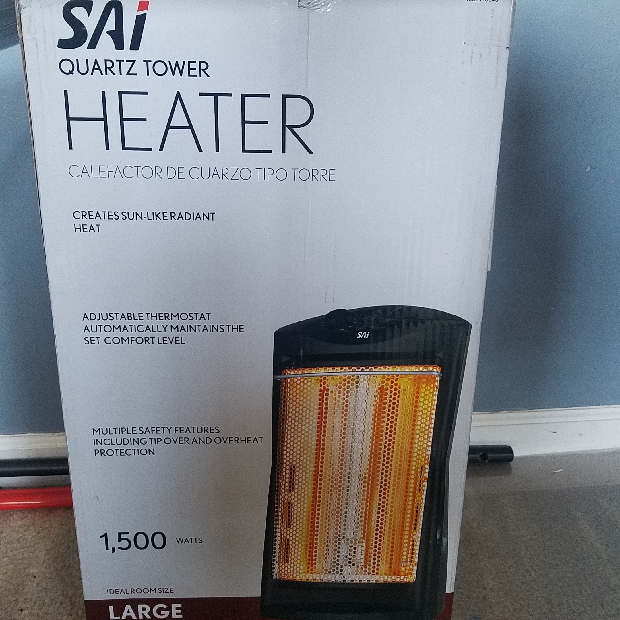 Sai Large Quartz Tower Heater Black.Element New Ecotronic 1500-watt