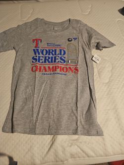 New 2023 World Series Texas Rangers Baseball Youth Boy medium 10/12 t-shirt NWT