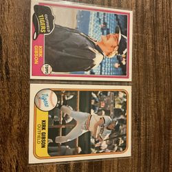 2 Kirk Gibson 1981 Rookie Baseball Cards 1988 MVP Detroit Tigers, Los Angeles Dodgers Legend 