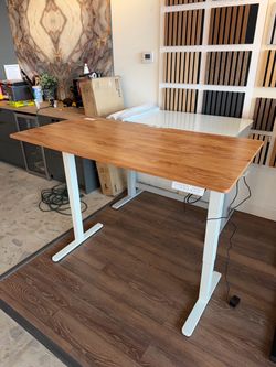 55” Oak Electric Standing Desk Work Desk Rising Office Desk