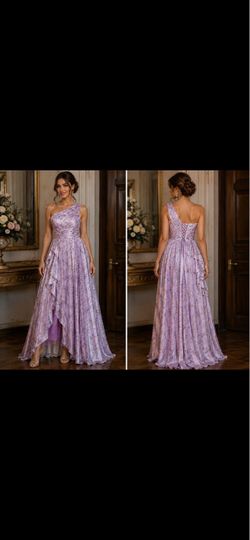Lavender Floral One-Shoulder Formal Gown