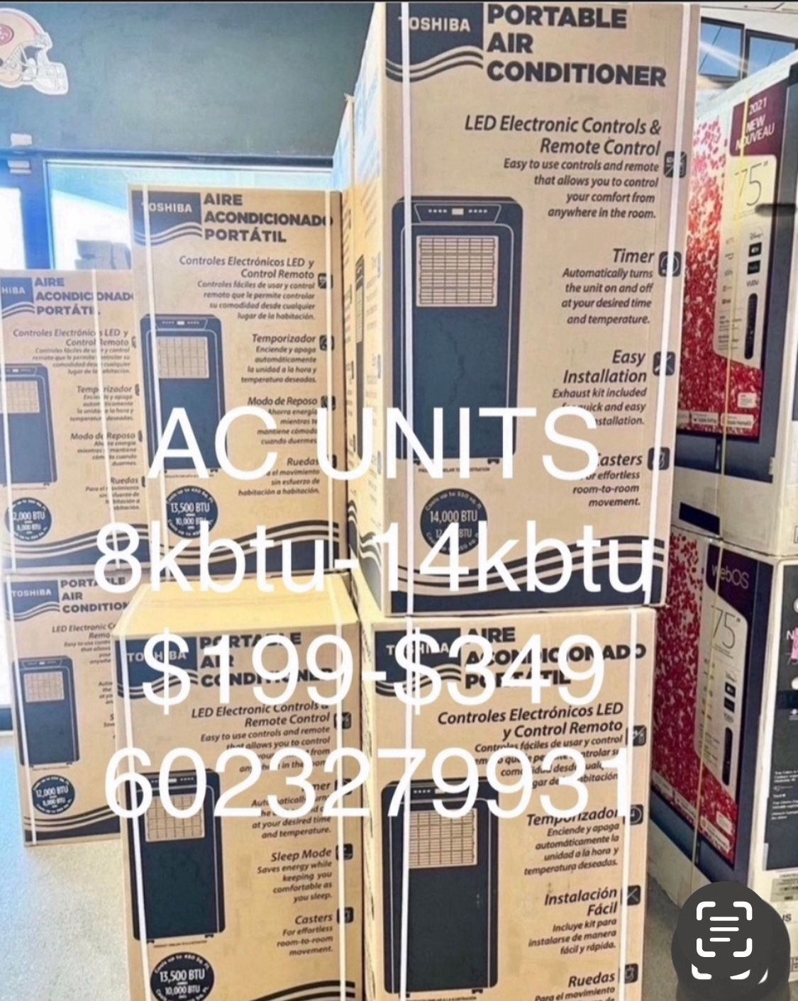 Ac Unit Portable 12-14 K BTU Cools 350-700 Free Delivery. $298-$369