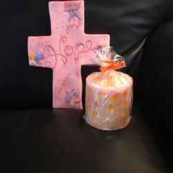 Home decor one candle one plaque