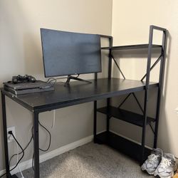 Black Computer Desk With Shelves 