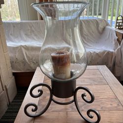 Candle Holder With Hurricane Glass - Large