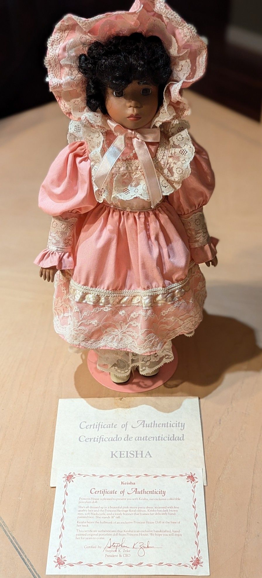 Vintage Princess House Collector Porcelain Doll Keisha 15" 1990