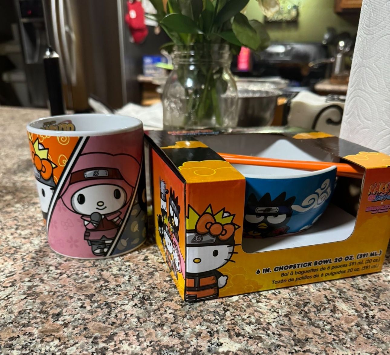 Halloween 6 IN. CHOPSTICK BOWL 20 OZ. (591 ML.) & LARGE MUG NARUTO SHIPPUDEN X HELLO KITTY AND PRIENDS