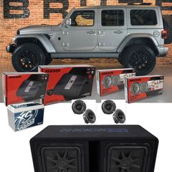 Jeep Wrangler full bass and voice package kicker audio installed
