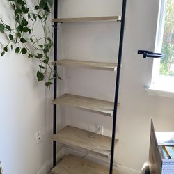 Modern Wood & Black Metal Bookshelf – Great Condition