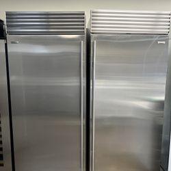 Sub Zero 72”Wide Built In Stainless Steel Side By Side Refrigerators Set 