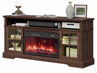 New,58”TV stand With Fireplace