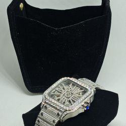 Skeleton Moissanite Watch Atomatic Movement With Genuine Moissanite 100% Authentic 