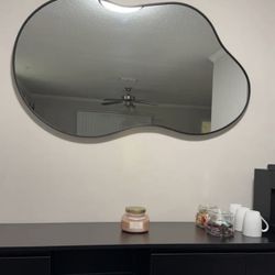 Irregular Wall Mirror – Black Metal Frame – 26×46” – Brand New 