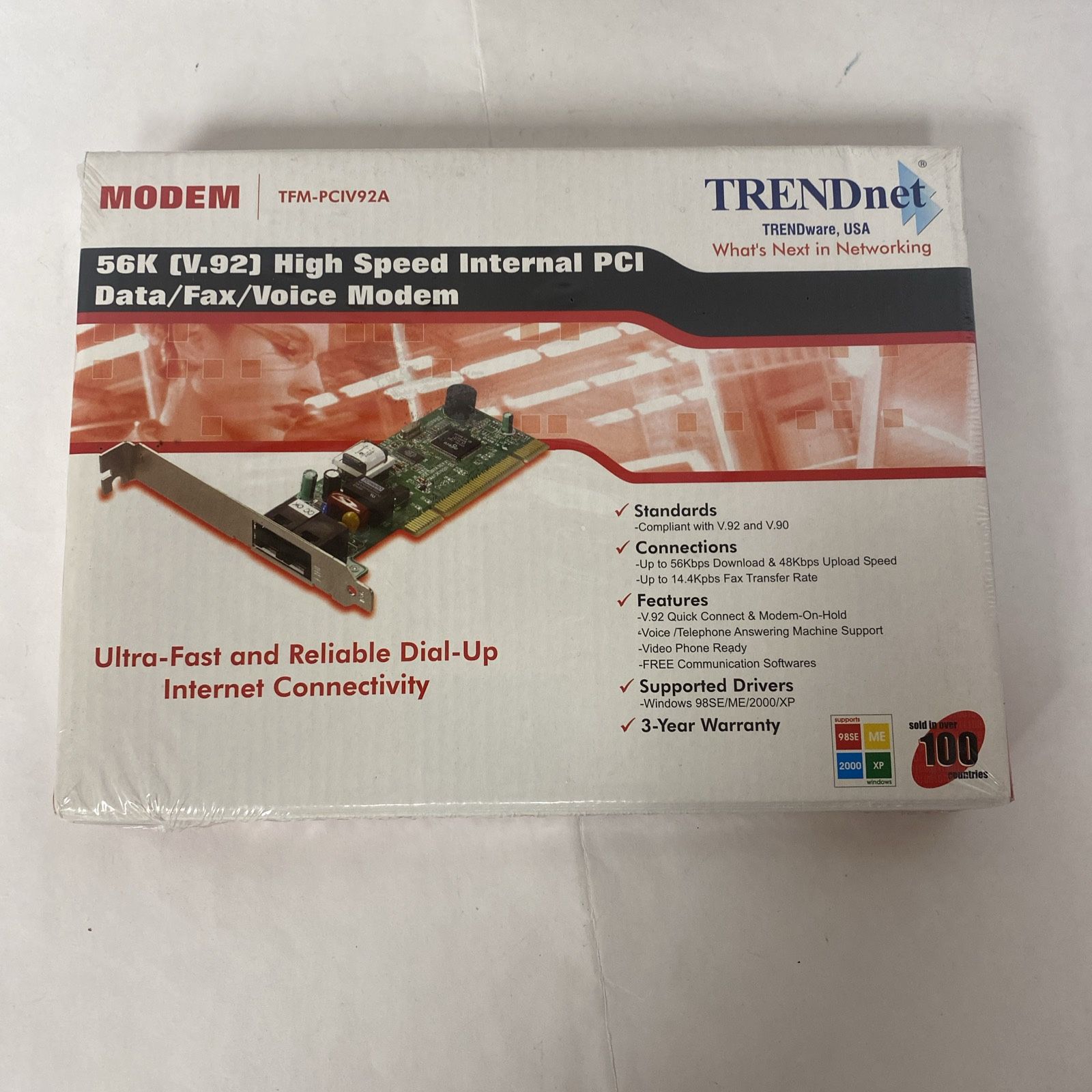 Trendnet Modem computer TFM-PCIV92A 56K High Speed Internal PCI Data Fax new