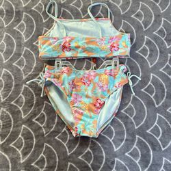 XXL/18 CAT & JACK 2pc Floral Set Pink Aqua Orange Bikini Swimsuit Girl NWT