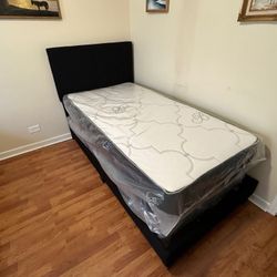 Brand New Twin Bed Frame With Mattress And Box Spring For Only $299 🚨Ready For Delivery 🚛