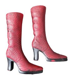 Vintage Bratz Doll Boots Rock Angelz Cloe Red Snakeskin #474 High Heel Shoes