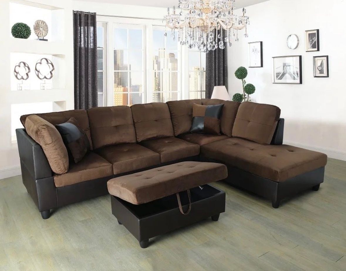 Brown Sectional Couch - Free Delivery