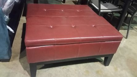 Brand new red faux leather ottoman