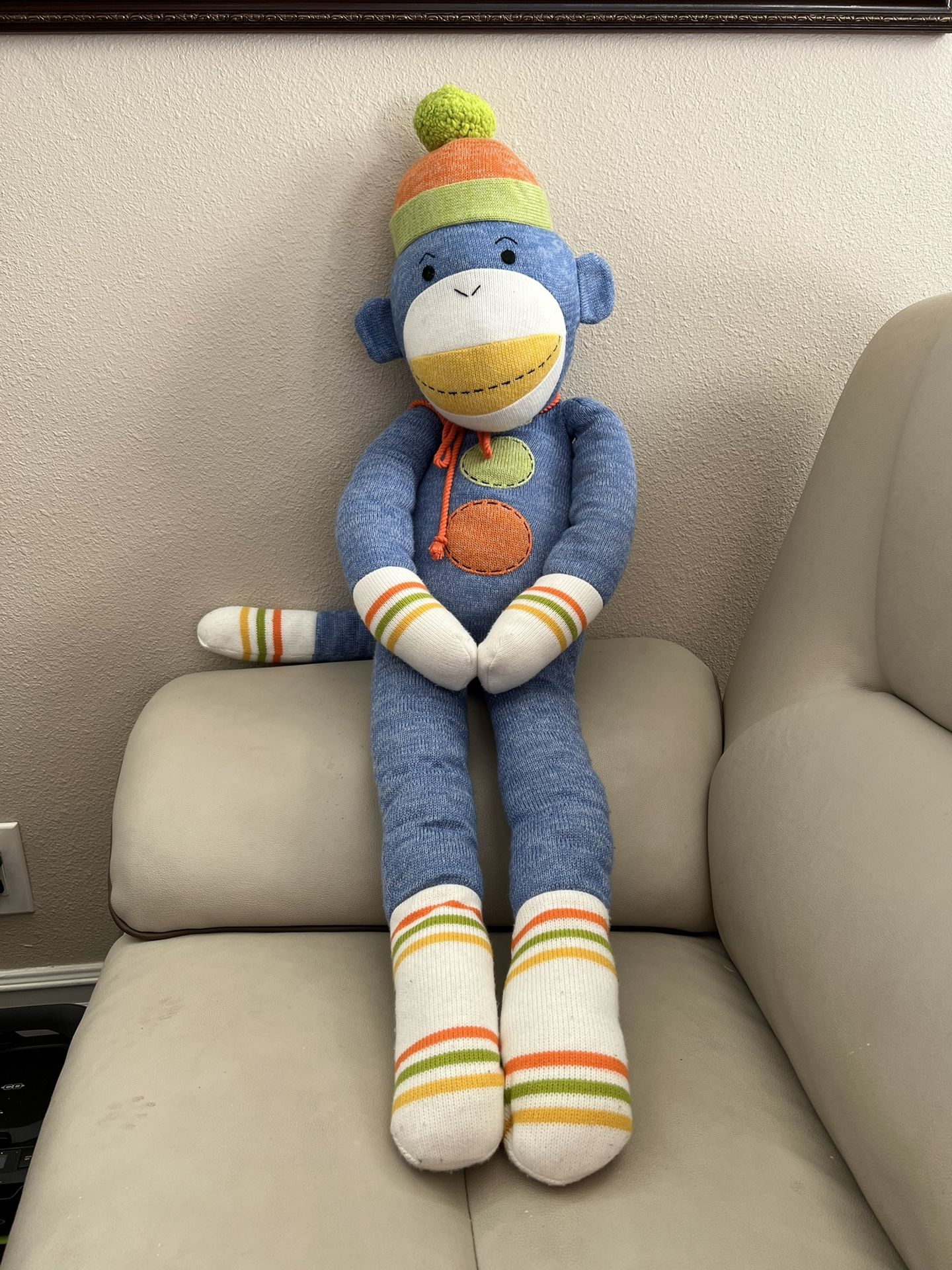 Monkeez & Friends Pillow Sock Monkey Big And Comfy 