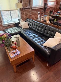 Genuine leather ikea sectional