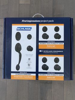 Brand New Schlage First Impressions Project Pack Matte Black Door Handles (3 Doors)