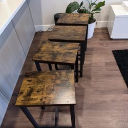 Set of 4 Industrial Bar Stools – Wood & Metal Frame – $100 (Set Only)