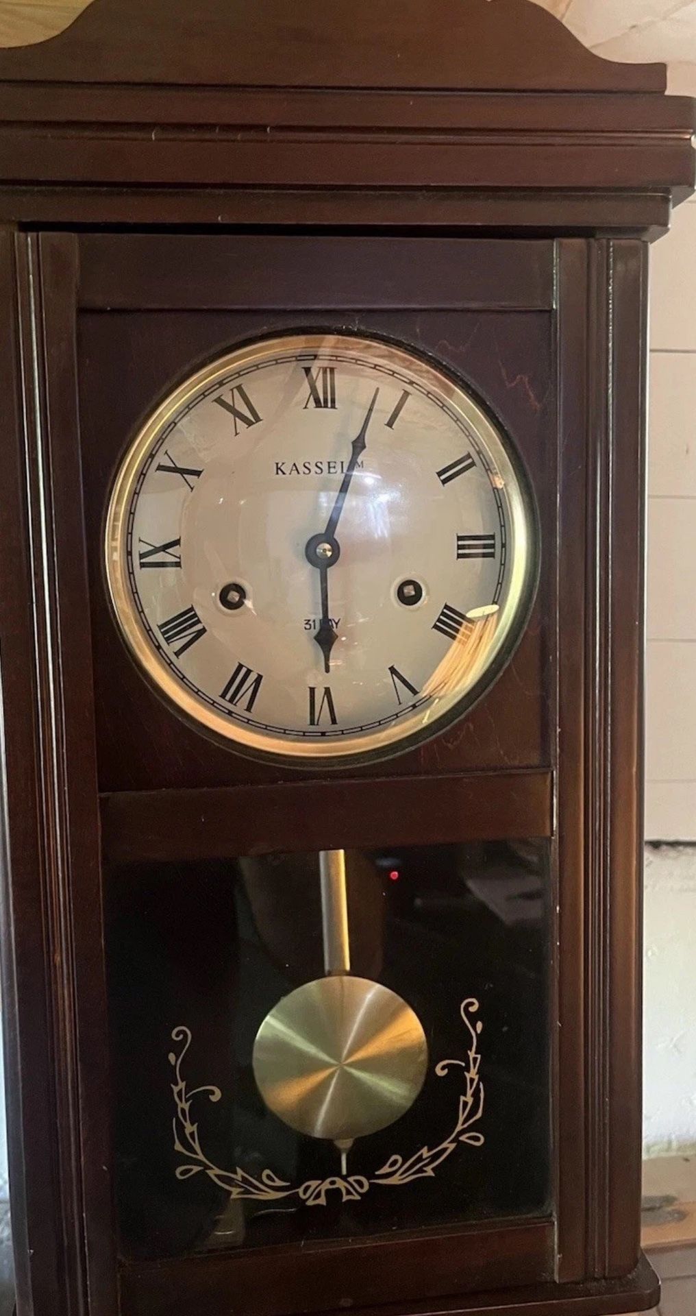 Vintage Kassel 31 Day Wall Clock Mechanical Key Wind Chime Pendulum W/ Key Works