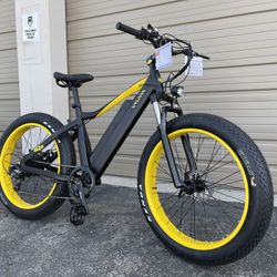 VTUVIA SJ26 - 26” 750 Watts Fat Tire Aluminum Electric Bike In Black Yellow