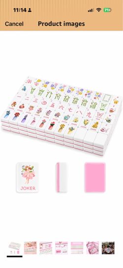 Pink American Mahjong Tile Set 160 1.2-In Melamine Premium Mahjong Tiles With Tile Bag, Gift-Ready Storage Boxand other accessories, Suitable for Frie