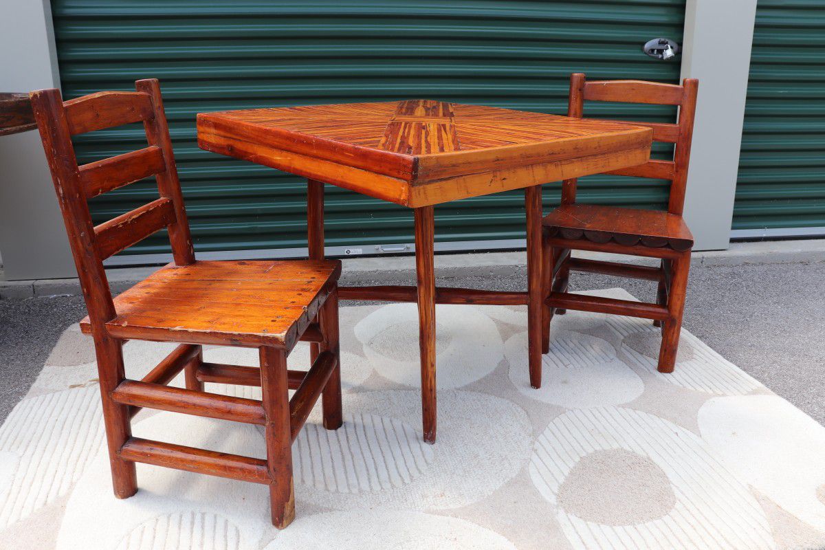 Rustic Tiki Table + 2 Chairs