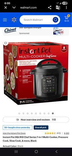 Instant Pot 8Qt RIO Chef Series 7-in-1 Multi-Cooker, Pressure Cook, Slow Cook, & more, Black