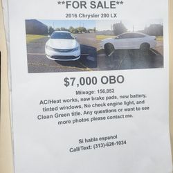 2016 200 chrsler for sale 