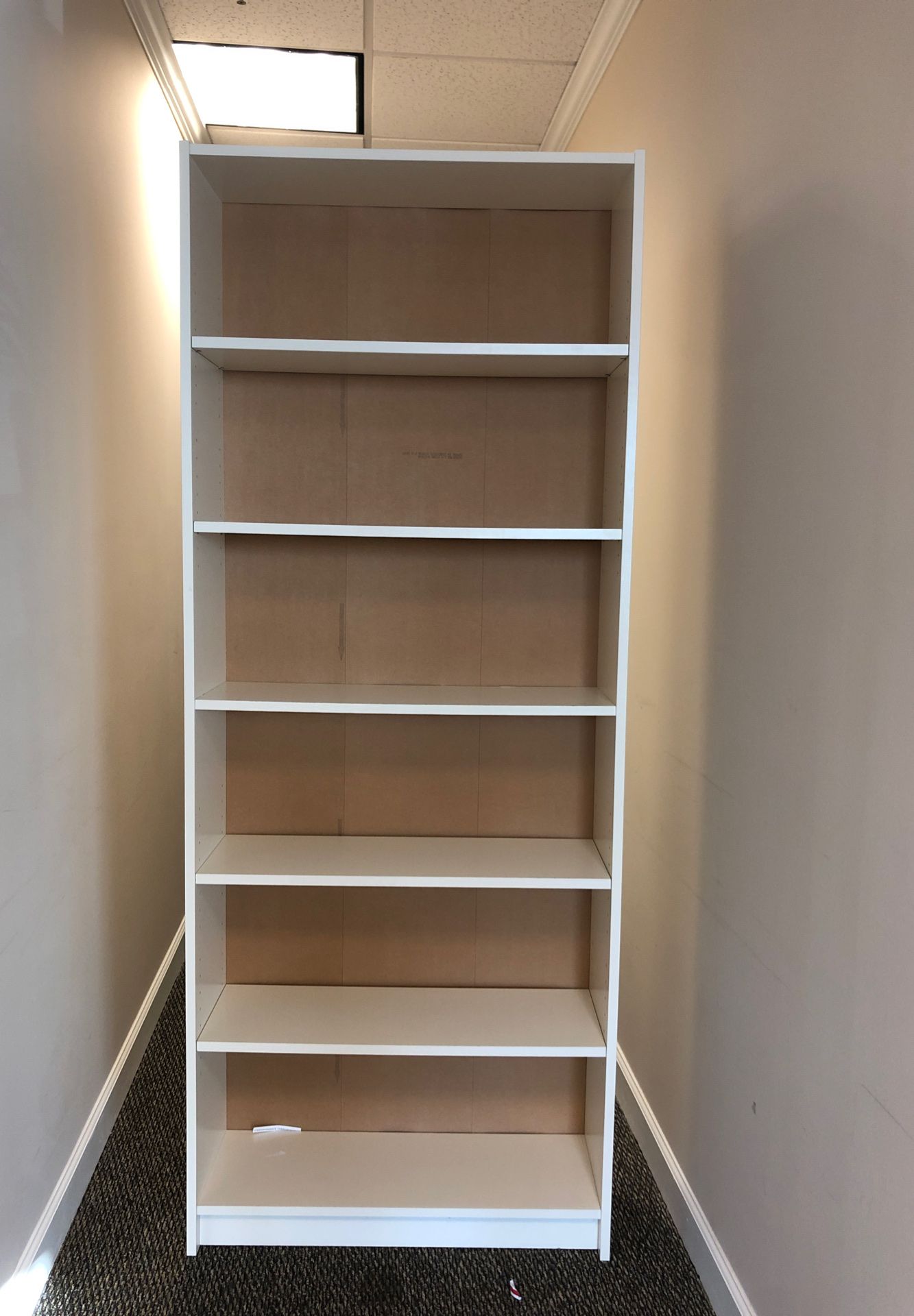 6-Shelf White Bookcase