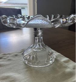 Antique Clear Pressed Glass Pedestal Cake/Pie Stand