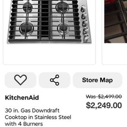 30 In Gas Downdraft Cooktop