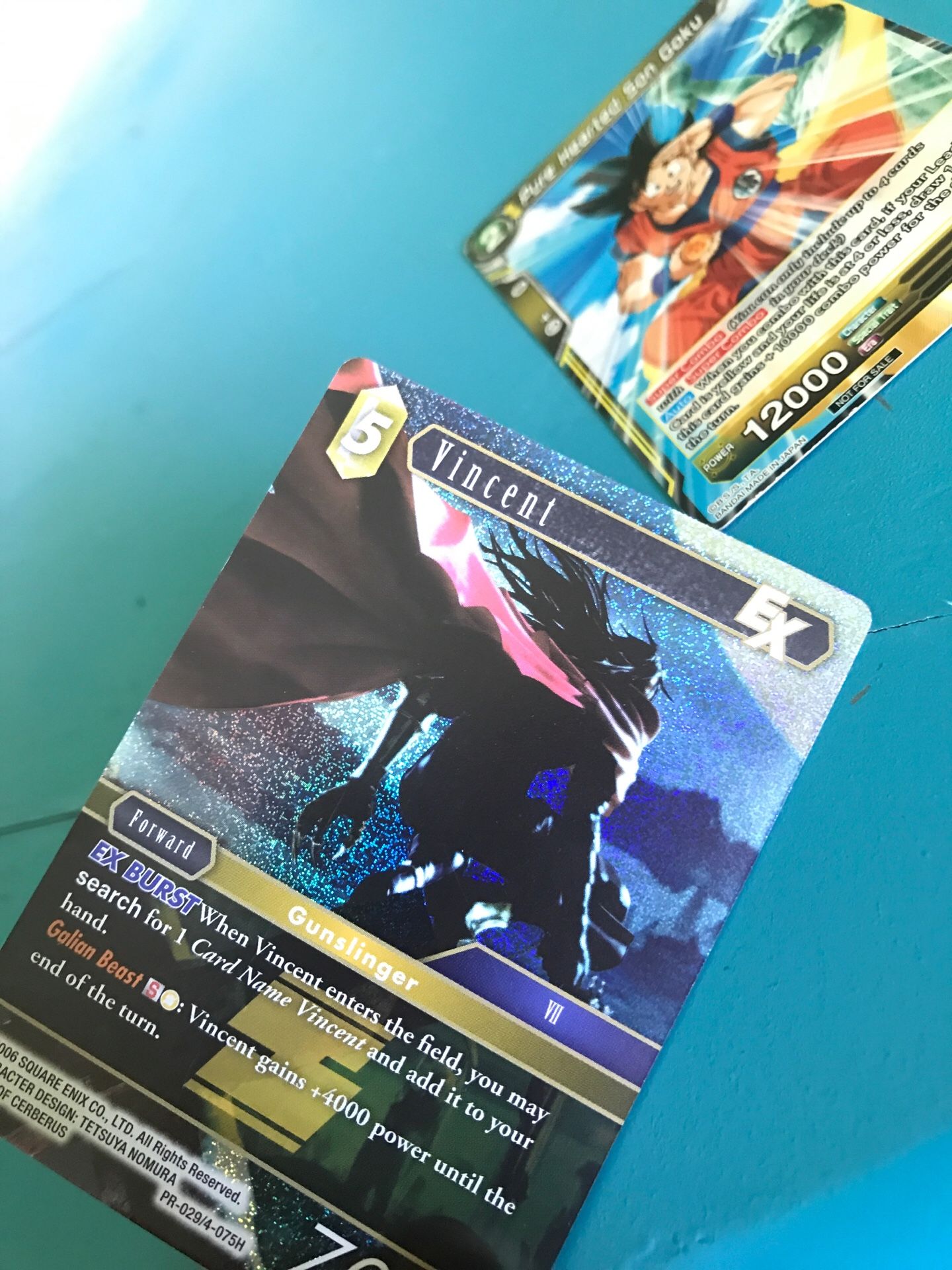 Vincent Final Fantasy Foil Ex Card and Pure Hearted Son Goku