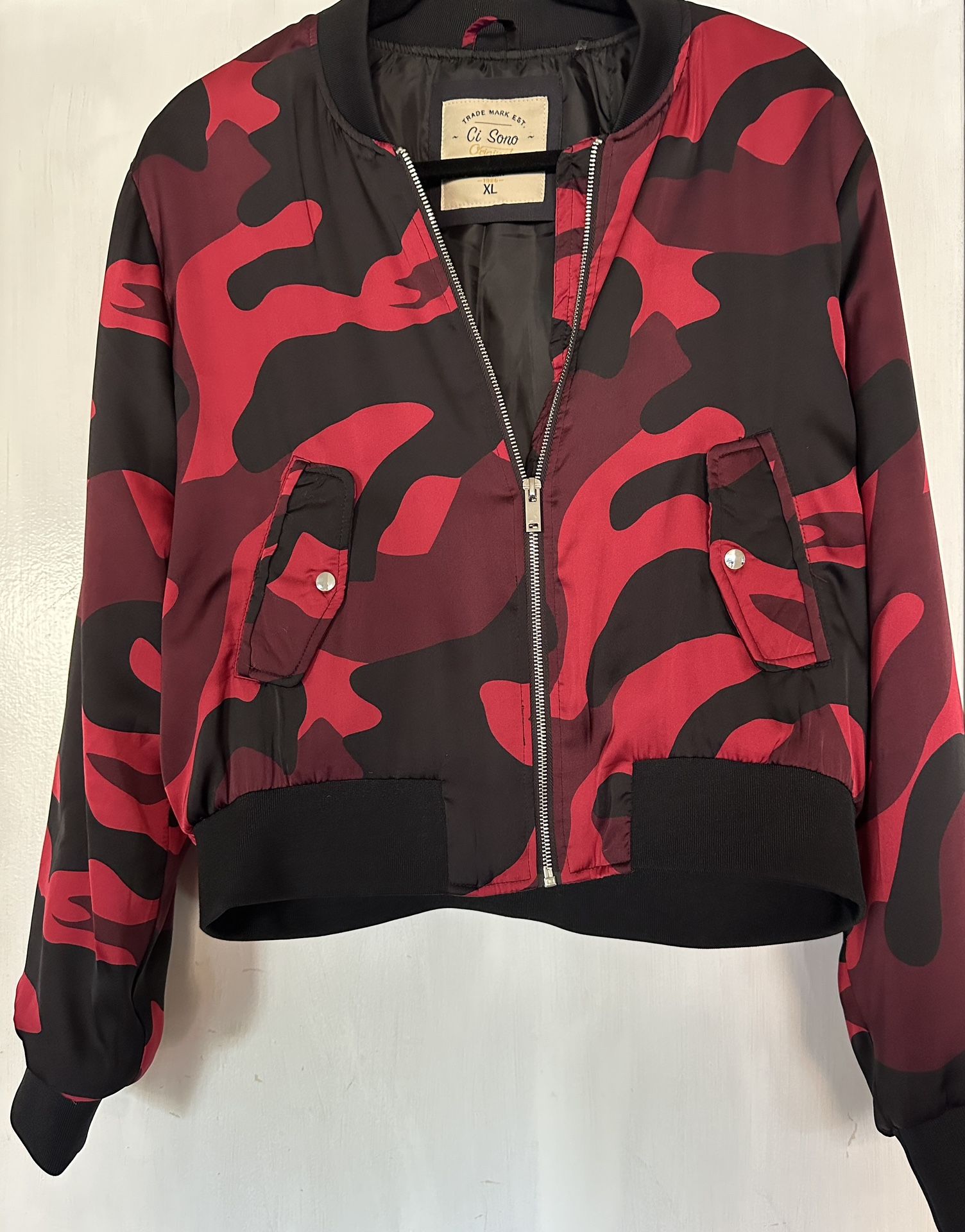 Ci Sono Original Red and Black Camo Bomber Jacket