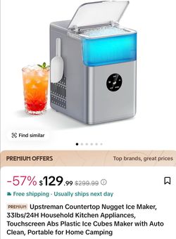 Upstreman Countertop Nugget Ice Maker 33lbs/24H