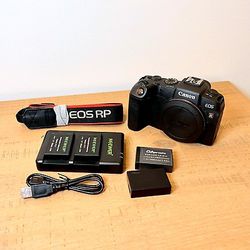 Canon EOS RP, 26.2MP Full-Frame CMOS Sensor, Black, Extra Batteries