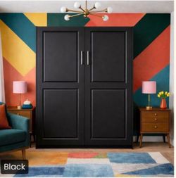 Queen Size Black Murphy Bed  Space Saver, Barely Used