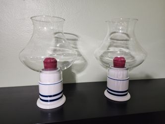 Two Glass Ceramic Candle Holders (both four 15.)