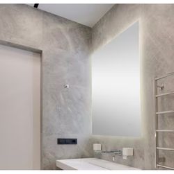 JONATHAN Y Nora 26 in. W x 38 in. H Small Rectangular Frameless Antifog Back-Lit Wall Bathroom Vanity Mirror with Smart Touch @263