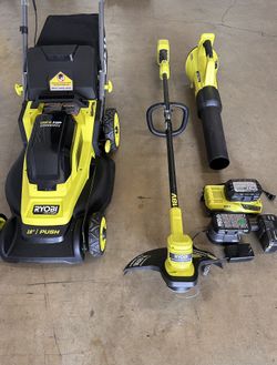 Ryobi 18V 16inch Lawn Mower 18V String Trimmer 18V Whisper Series Blower Combo for Sale in West Palm Beach FL OfferUp