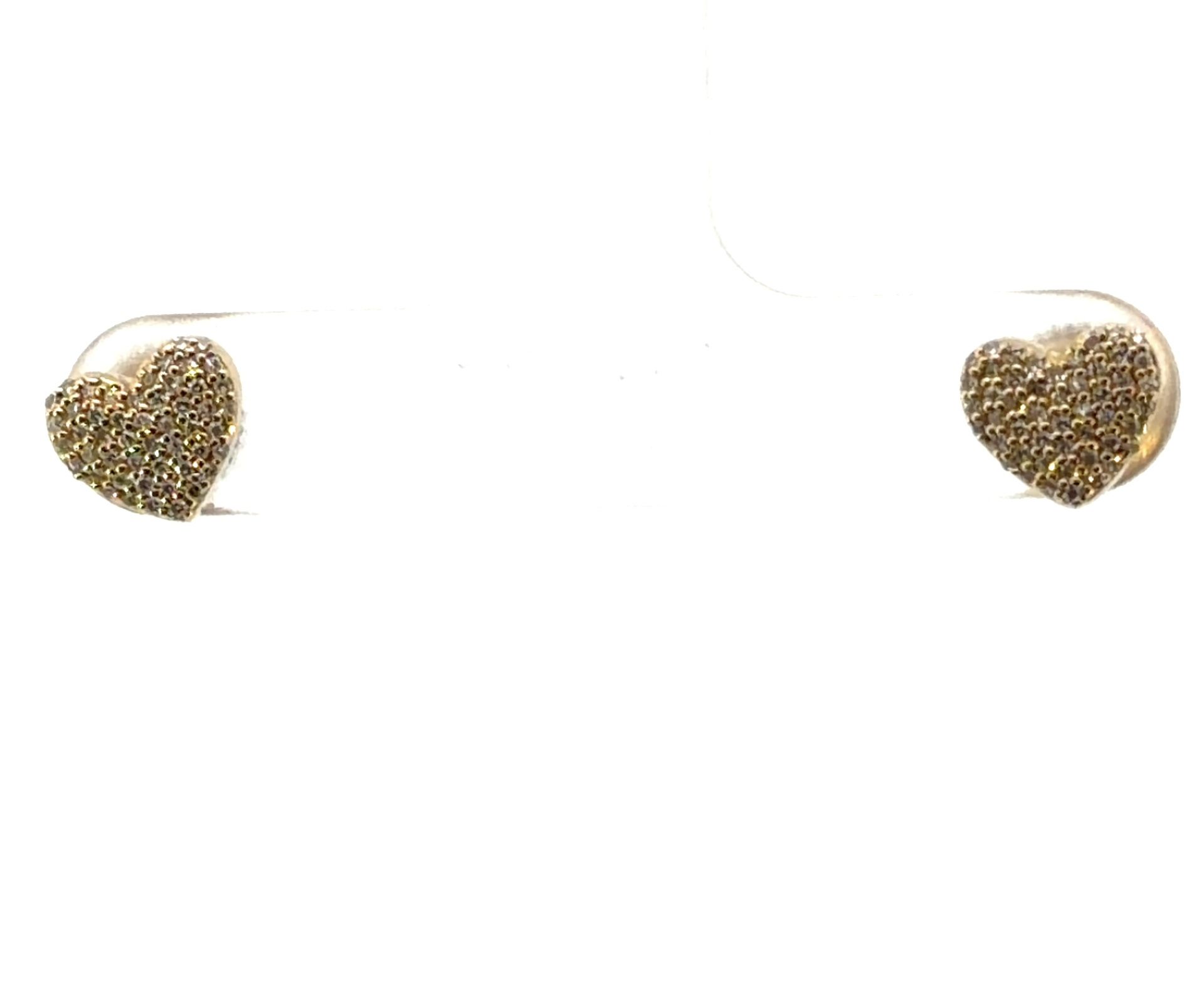 Woman’s Ladies 10k Yellow Gold Diamond .17 CTW Pave Set Heart Screwback Stud Earrings GP3119922