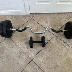 EZ Curl BarWith Adjustable Weights  