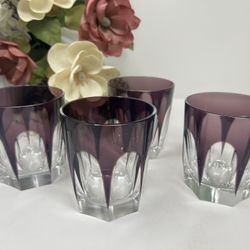 AJKA LAUSANNE Purple Cased Cut-to-Clear Crystal Whiskey Tumblers – Set of 4