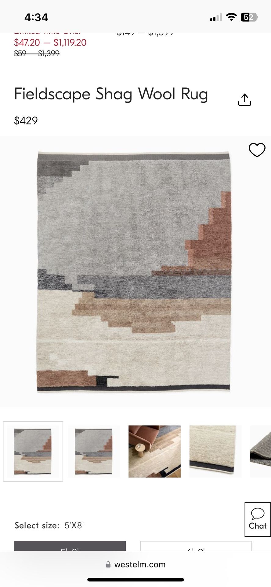 West Elm Fieldscape Shag Wool Rug