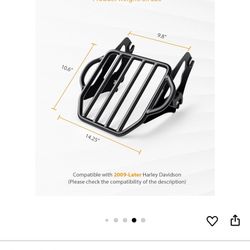 Detachable Two-Up Luggage Rack Motorcycle Mounting Rack Compatible with Harley Touring Road King Street Electra Glide 2009-Later Gloss Black